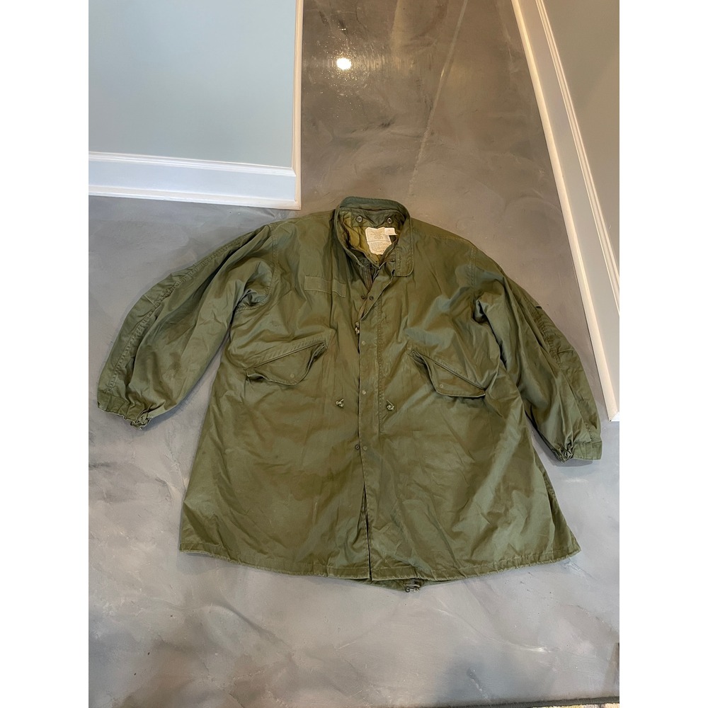 VTG M-65 Fishtail Parka Olive Drab Green Military Jacket XL with Liner Vietnam